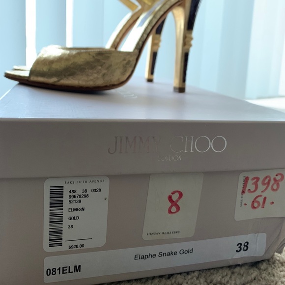 Jimmy Choo Elaphe Gold Snake Skin Heels - Picture 7 of 8
